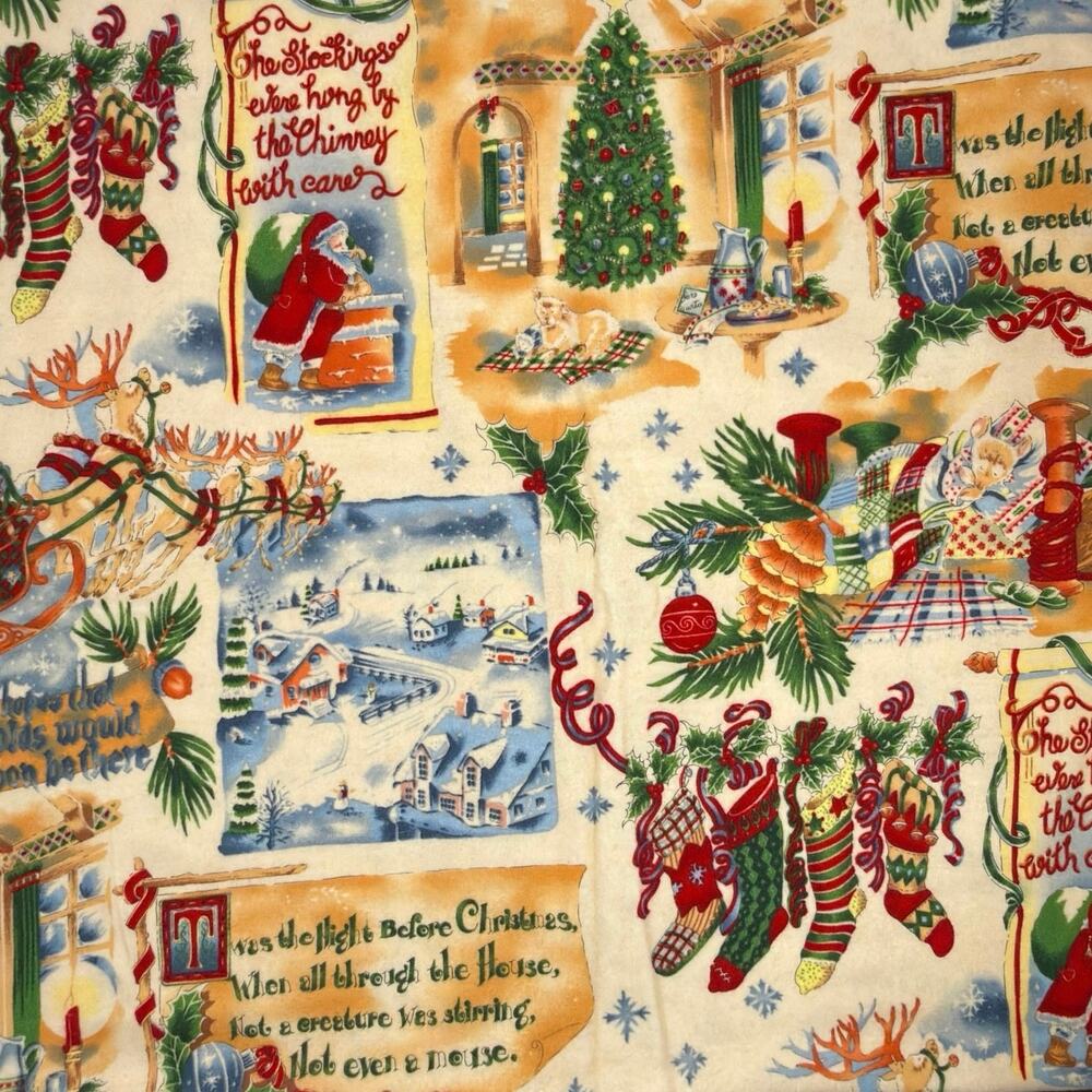 Christmas Vintage Alexander Henry Flannel Cotton Fabric - 1 Yard